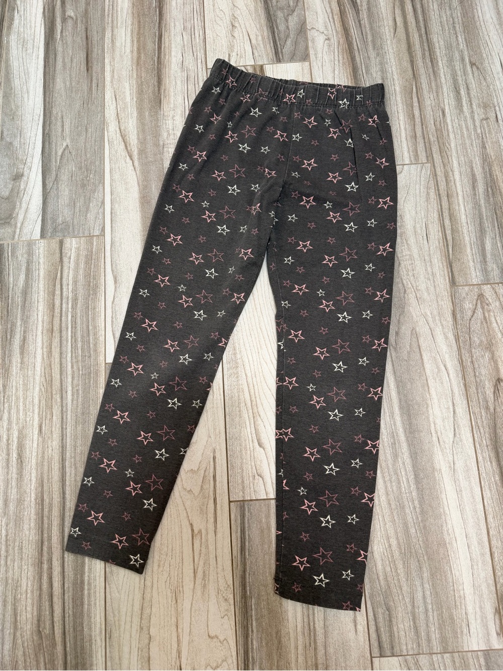 Girls' Black Star Print Leggings with Pink & White Stars